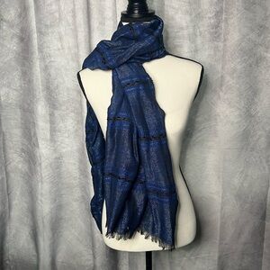 Elegant Blue, Black, Gray and Silver Scarf
